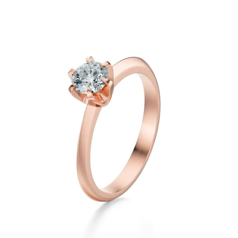 Pierścionek z diamentem różowe złoto